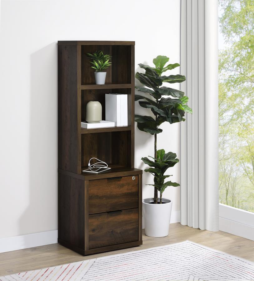 Westpark 3-shelf Bookcase USB and Lockable Drawer Dark Pine | King | Brown | Dark Pine | 802713