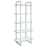 Hartford 79-inch 5-shelf Glass Bookshelf Chrome | Clear | 805538