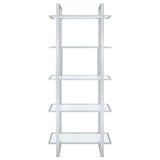 Hartford 79-inch 5-shelf Glass Bookshelf Chrome | Clear | 805538