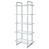Hartford 79-inch 5-shelf Glass Bookshelf Chrome | Clear | 805538