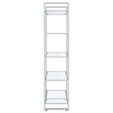 Hartford 79-inch 5-shelf Glass Bookshelf Chrome | Clear | 805538