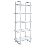 Hartford 79-inch 5-shelf Glass Bookshelf Chrome | Clear | 805538