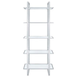 Hartford 79-inch 5-shelf Glass Bookshelf Chrome | Clear | 805538