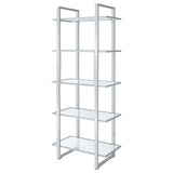 Hartford 79-inch 5-shelf Glass Bookshelf Chrome | Clear | 805538
