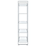 Hartford 79-inch 5-shelf Glass Bookshelf Chrome | Clear | 805538