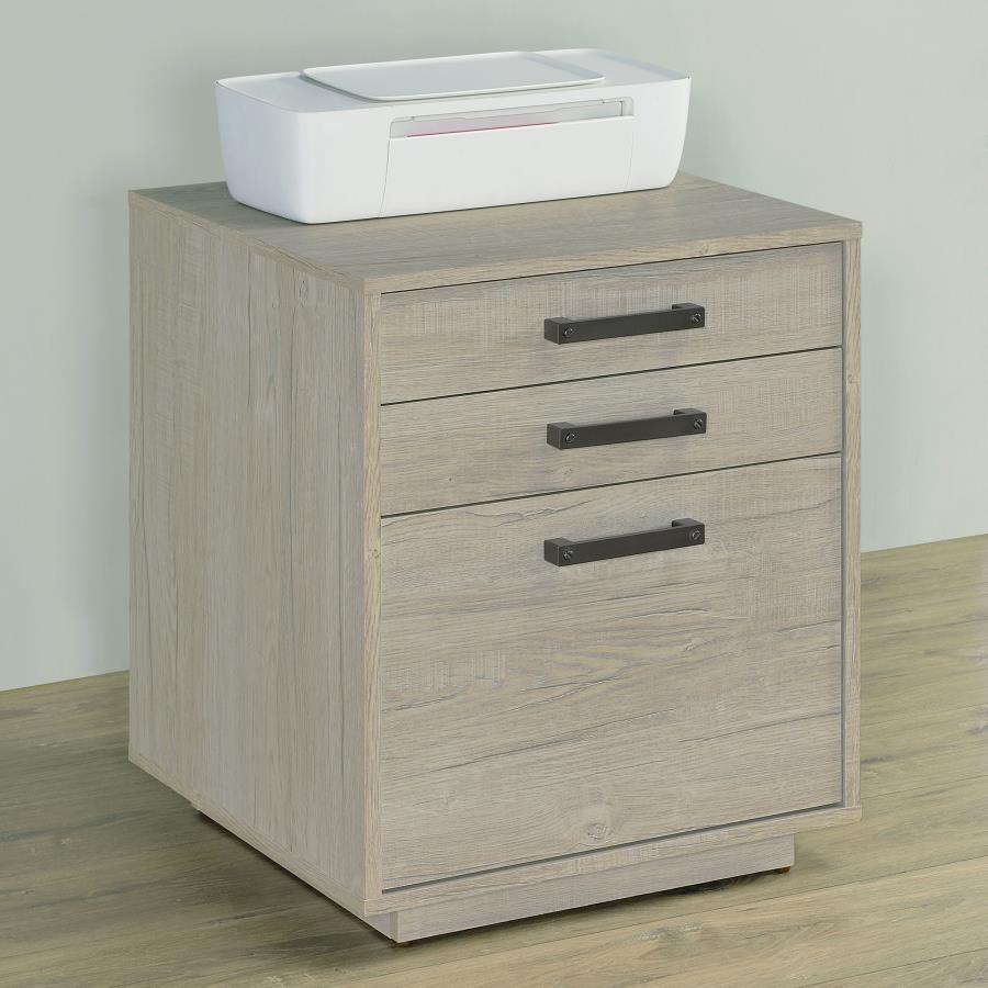 Loomis 3-drawer Home Office File Cabinet Whitewashed Grey | Grey | White Washed Grey | 805882