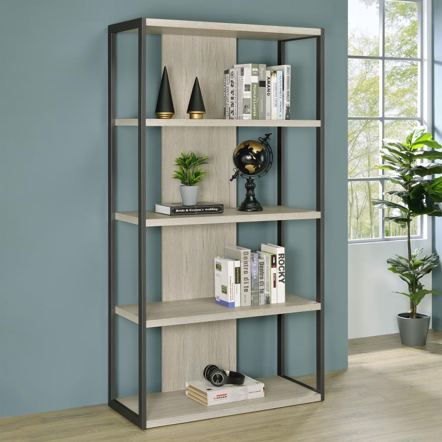 Loomis 72-inch 4-shelf Bookshelf Whitewashed Grey | Grey | White Washed Grey | 805883