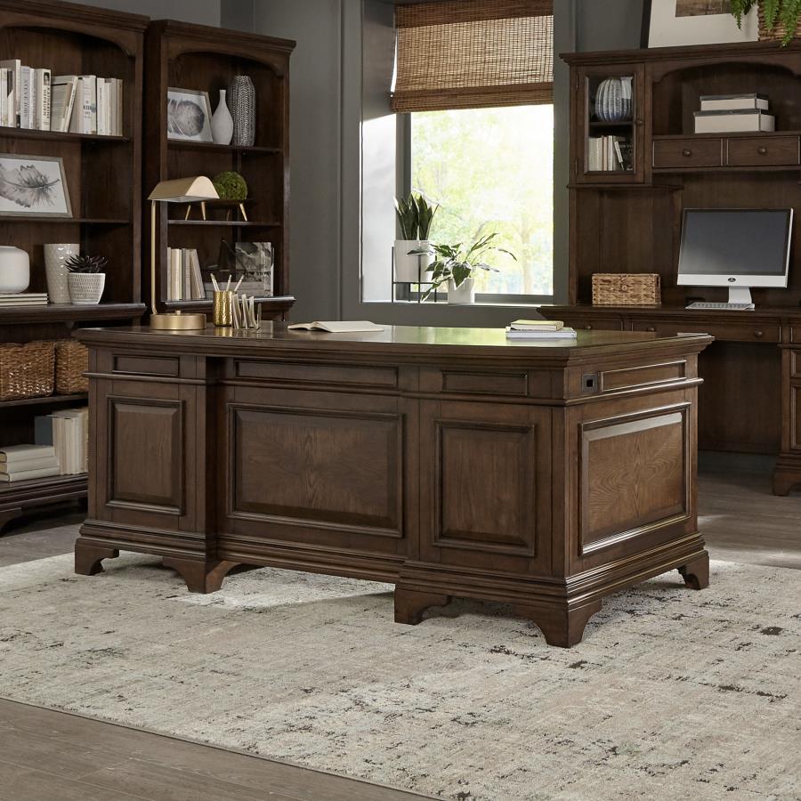 Hartshill 72-inch 7-drawer Executive Desk Burnished Oak | Brown | Burnished Oak | 881281