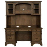 Hartshill 66-inch 5-drawer Credenza with Hutch Burnished Oak | Brown | Burnished Oak | 881283