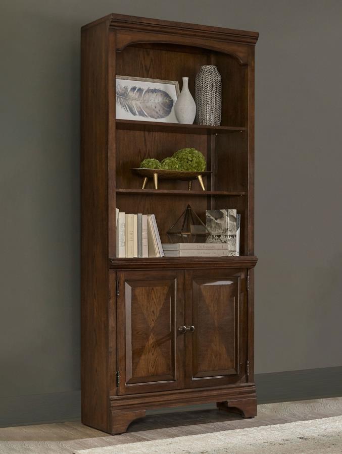 Hartshill 78-inch 3-shelf Cabinet Bookcase Burnished Oak | Brown | Burnished Oak | 881286