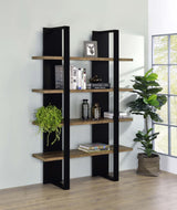 Danbrook 71-inch 4-shelf Bookshelf Black and Aged Walnut | King | Black | 882036