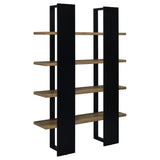 Danbrook 71-inch 4-shelf Bookshelf Black and Aged Walnut | King | Black | 882036