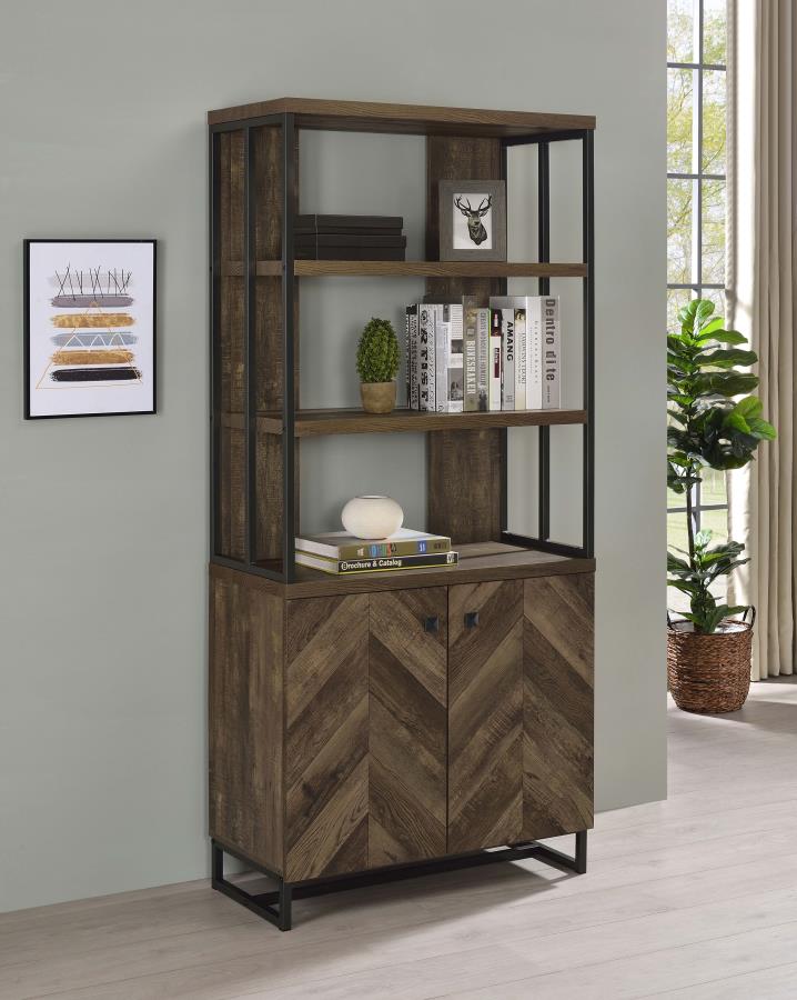 Millbrook 71-inch 2-door Storage Bookshelf Rustic Oak | Brown | Rustic Oak | 882093