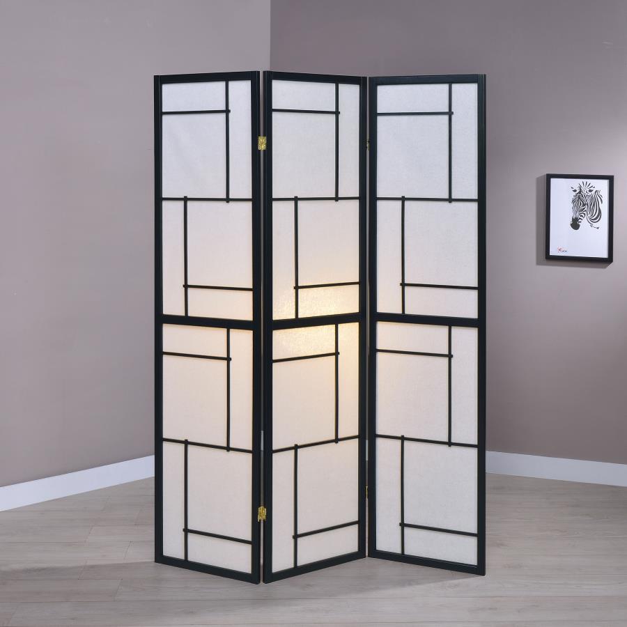 Damis 3-Panel Room Divider Folding Shoji Screen Black | King | Black | 900102