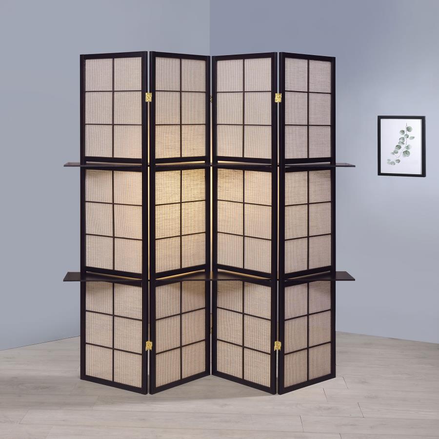 Iggy 4-Panel Room Divider Folding Shoji Screen Cappuccino | King | Brown | Cappuccino | 900166