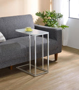 Stella White Glass Top C-Shaped Sofa Side Table Chrome | King | Silver | Chrome | 900250