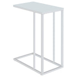 Stella White Glass Top C-Shaped Sofa Side Table Chrome | King | Silver | Chrome | 900250