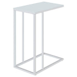 Stella White Glass Top C-Shaped Sofa Side Table Chrome | King | Silver | Chrome | 900250