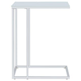 Stella White Glass Top C-Shaped Sofa Side Table Chrome | King | Silver | Chrome | 900250