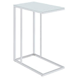 Stella White Glass Top C-Shaped Sofa Side Table Chrome | King | Silver | Chrome | 900250