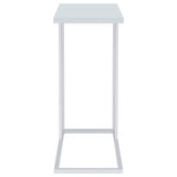 Stella White Glass Top C-Shaped Sofa Side Table Chrome | King | Silver | Chrome | 900250
