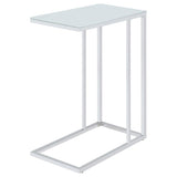 Stella White Glass Top C-Shaped Sofa Side Table Chrome | King | Silver | Chrome | 900250
