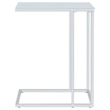 Stella White Glass Top C-Shaped Sofa Side Table Chrome | King | Silver | Chrome | 900250