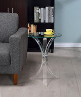 Laning Round Glass Top Acrylic Side Table Clear | Clear | 900490