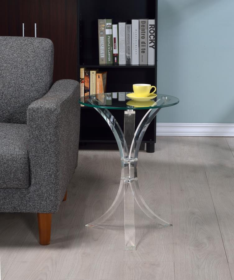 Laning Round Glass Top Acrylic Side Table Clear | Clear | 900490