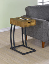 Troy 1-drawer C-Shaped Side Table Power Outlet Rustic Nutmeg | Brown | Rustic Nutmeg | 900577