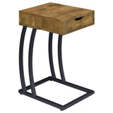 Troy 1-drawer C-Shaped Side Table Power Outlet Rustic Nutmeg | Brown | Rustic Nutmeg | 900577