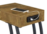 Troy 1-drawer C-Shaped Side Table Power Outlet Rustic Nutmeg | Brown | Rustic Nutmeg | 900577