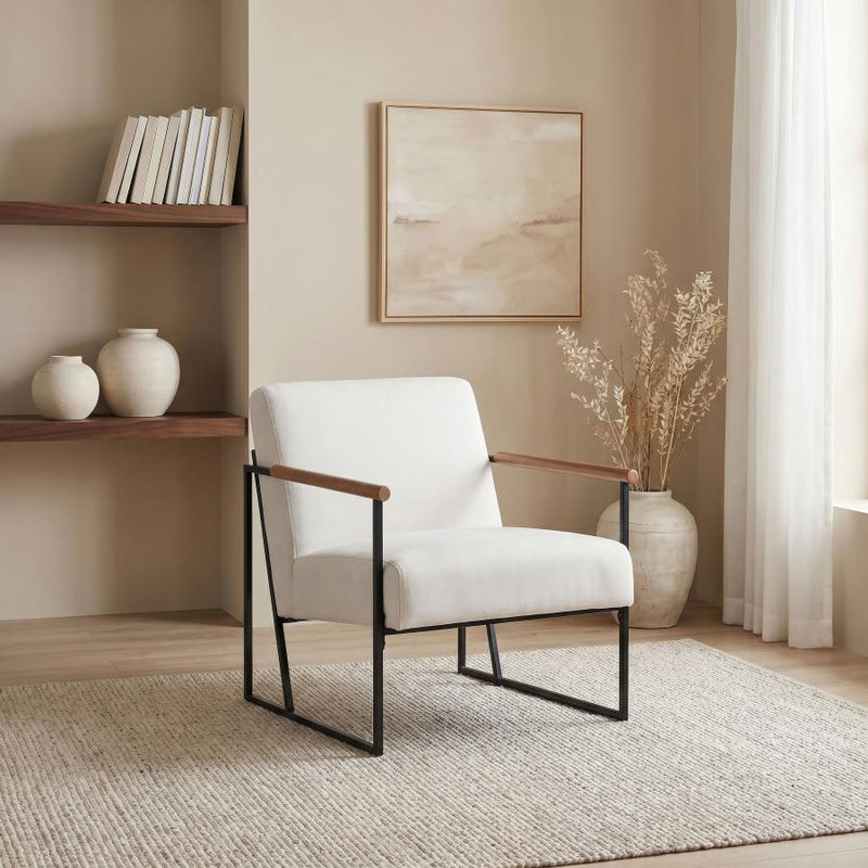 Monsen Fabric Upholstered Metal Frame Accent Chair Ivory