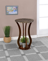 Elton Round Faux Marble Top Plant Stand Brown | Full | Brown | 900926
