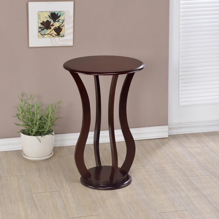 Elton Round Wood Top Accent Plant Stand Cherry | Brown | Cherry | 900934