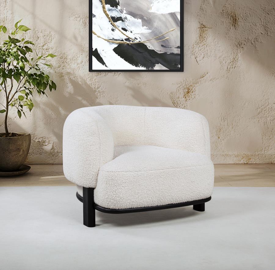 Lawler Upholstered Barrel Back Accent Chair Ivory and Black | Ivory | Ivory / Black | 901372