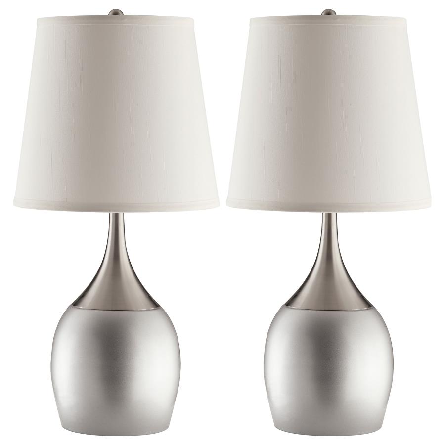 Tenya 24-inch Empire Shade Urn Table Lamp Silver (Set of 2) | King | Silver | 901471