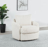 Sarco Corduroy Upholstered Swivel Accent Arm Chair Ivory | Full | Beige | Ivory | 902541