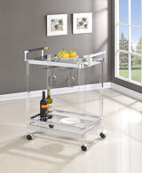 Jefferson 2-tier Glass Shelf Acrylic Bar Cart Chrome | Clear | 902589