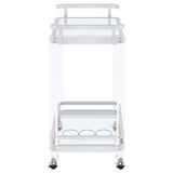 Jefferson 2-tier Glass Shelf Acrylic Bar Cart Chrome | Clear | 902589