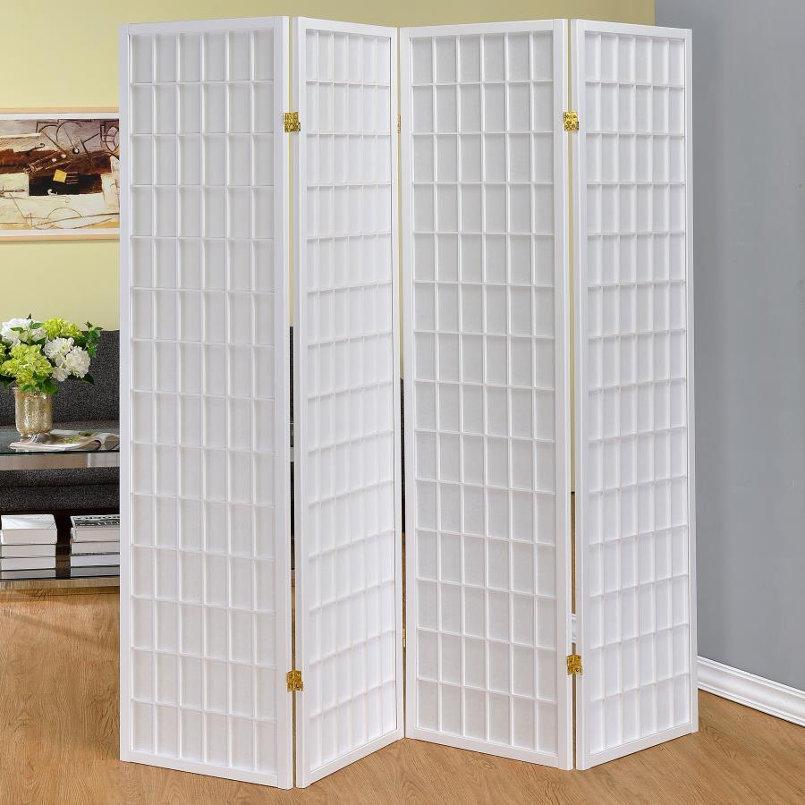 Roberto 4-Panel Room Divider Folding Shoji Screen White | Full | White | 902626