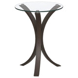 Edgar Round Glass Top Accent Side Table Cappuccino | Brown | Cappuccino | 902867