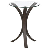 Edgar Round Glass Top Accent Side Table Cappuccino | Brown | Cappuccino | 902867