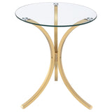 Eloise Round Glass Top Curved Metal Side Table Gold | Gold | 902869GLD