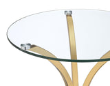 Eloise Round Glass Top Curved Metal Side Table Gold | Gold | 902869GLD