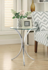 Eloise Round Glass Top Accent Side Table Chrome | King | Silver | Chrome | 902869