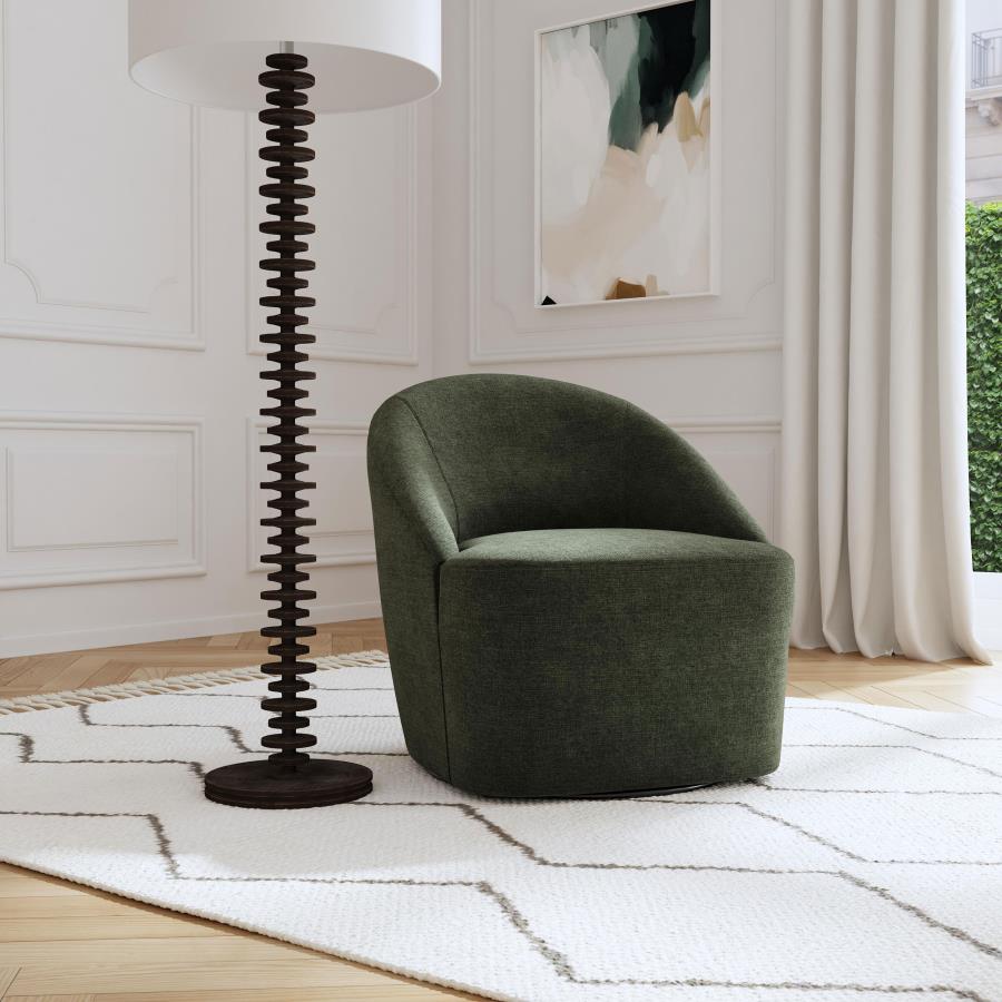 Leon Upholstered Barrel Accent Swivel Chair Hunter Green | King | Green | Hunter Green | 903075