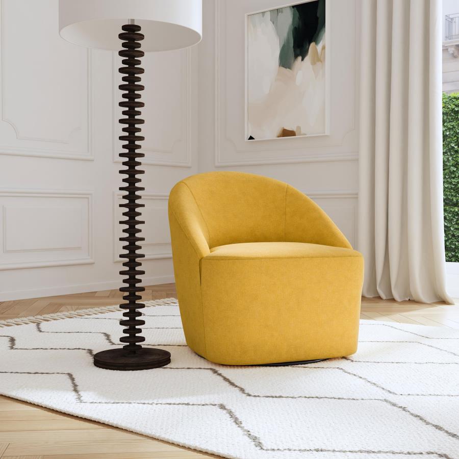 Leon Upholstered Barrel Accent Swivel Chair Mustard Yellow | King | Yellow | Mustard Yellow | 903076