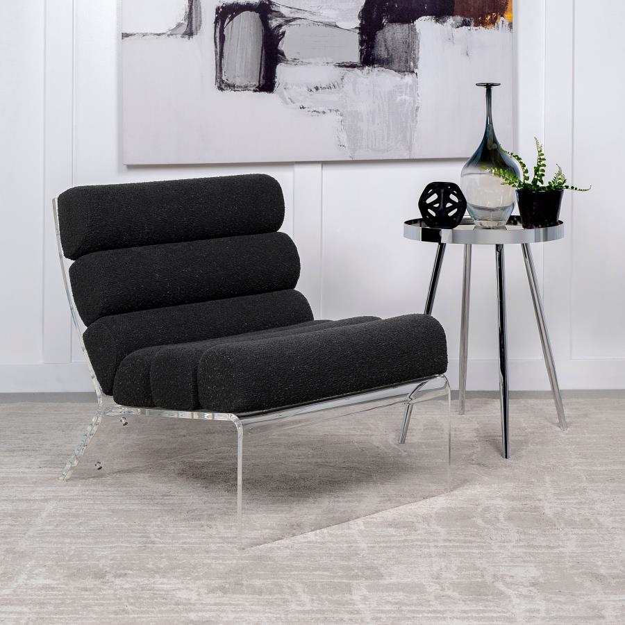 Serreta Boucle Upholstered Armless Acrylic Chair Black | Black | 903162