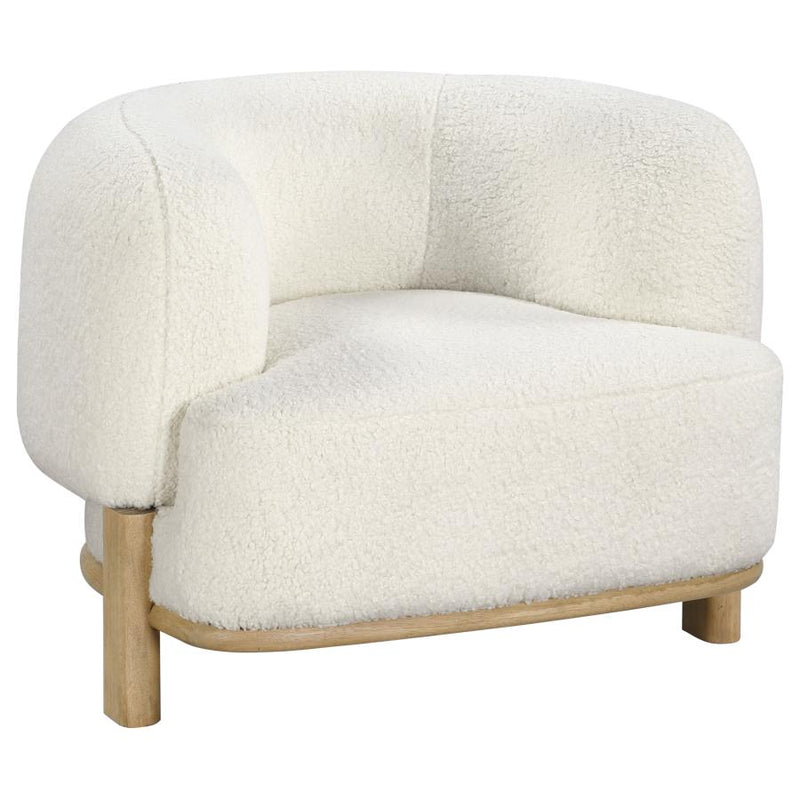 Lawler Upholstered Barrel Back Accent Chair Ivory and Natural